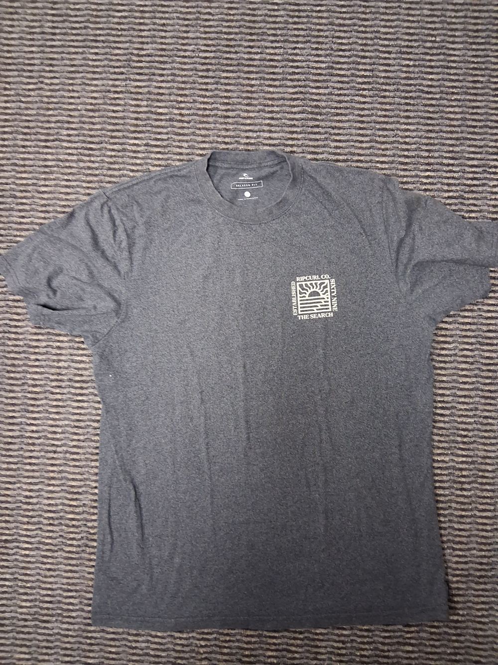 Rip Curl Gray Short Sleeve Crew Neck T‑Shirt with Small Chest Logo